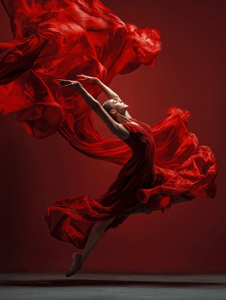 Vibrant red high energy dancer